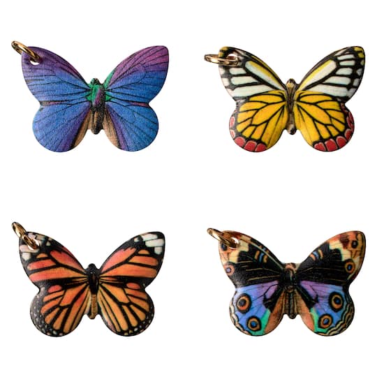 12 Packs: 4 ct. (48 total) Charmalong&#x2122; Photo-Real Butterfly Charms by Bead Landing&#x2122;